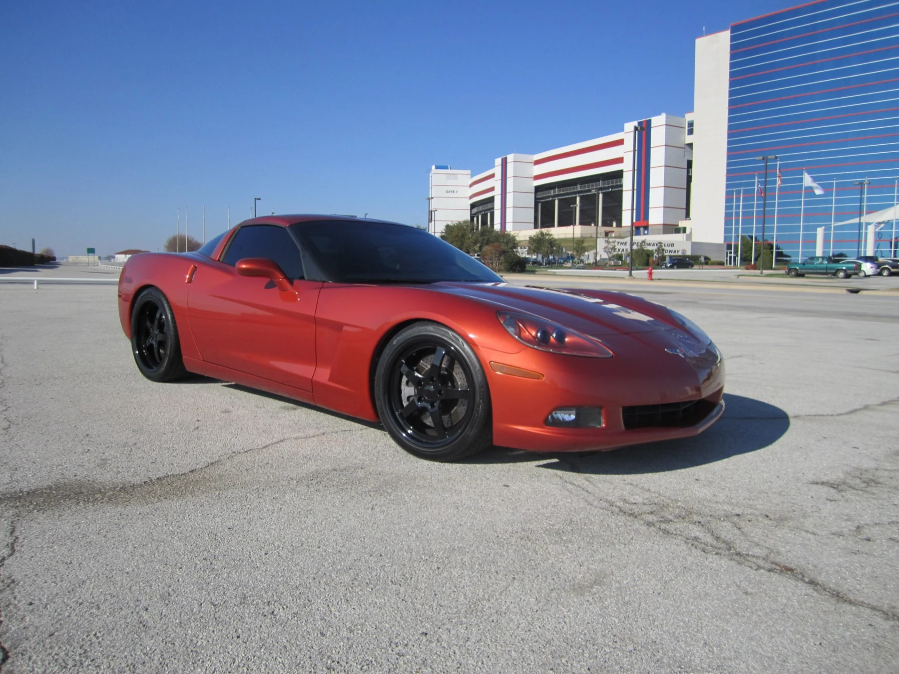 2005 Corvette parked outside Texas Motor Speedway